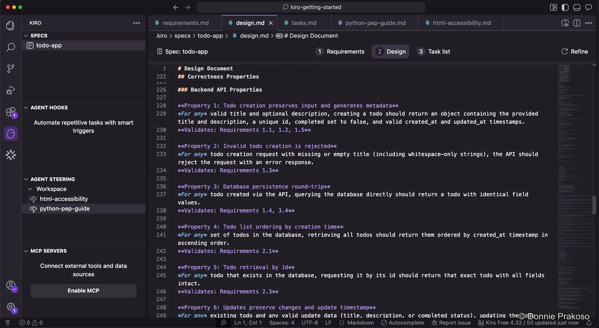 Kiro's Property-Based Testing feature in the design document