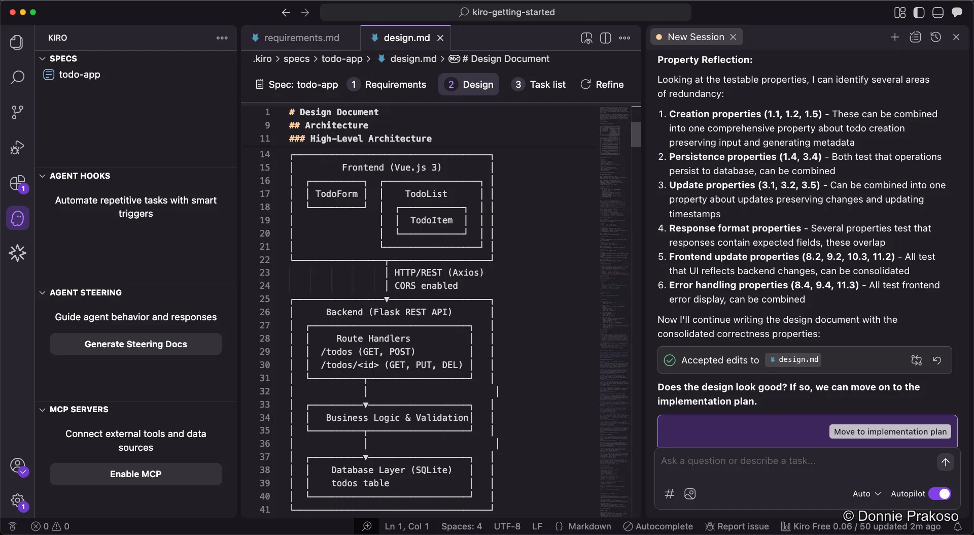 Architecture diagram generated by Kiro showing system components