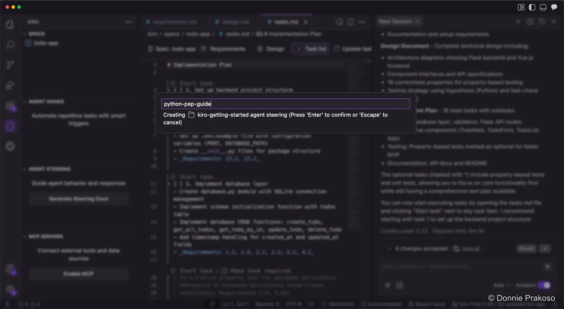 Creating the python-pep-guide steering doc