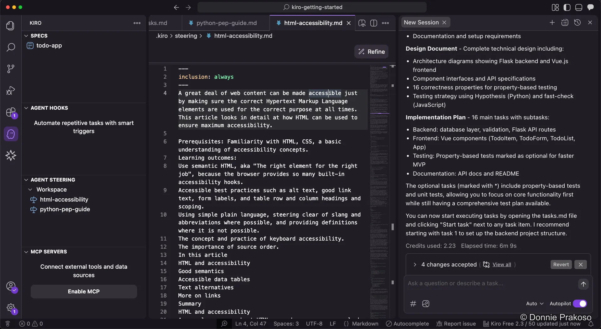 HTML accessibility steering doc with raw content from MDN