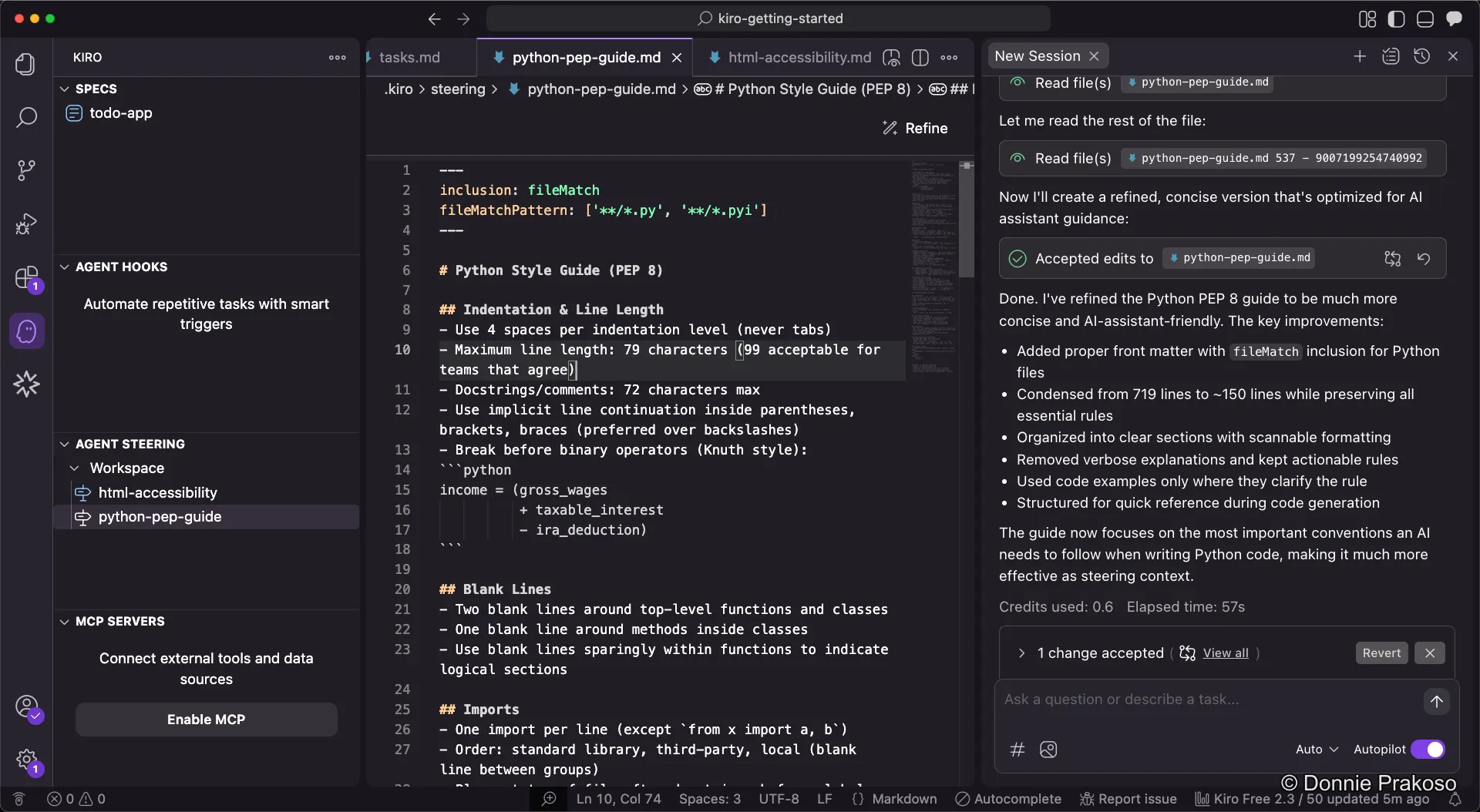 Side-by-side comparison showing the PEP guide before and after refinement