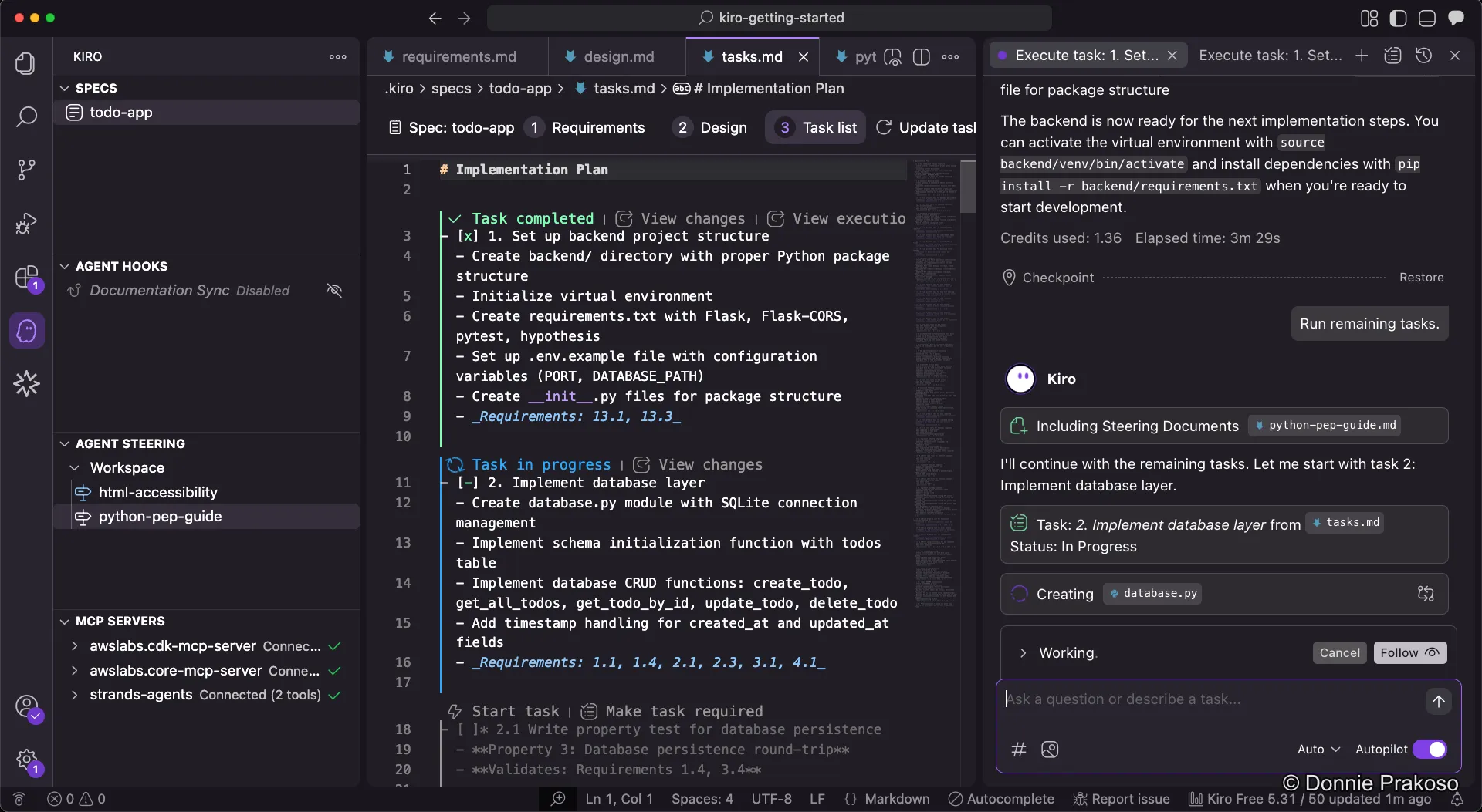 Continuing to the next task in the list