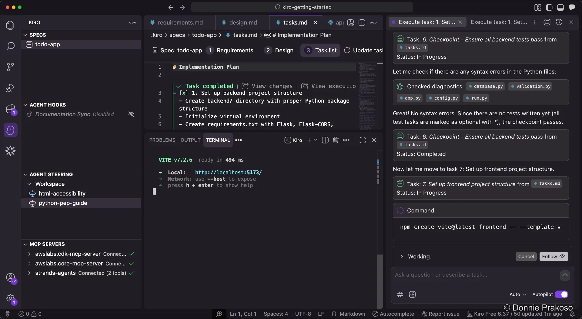 Confirming Vite installation and running status