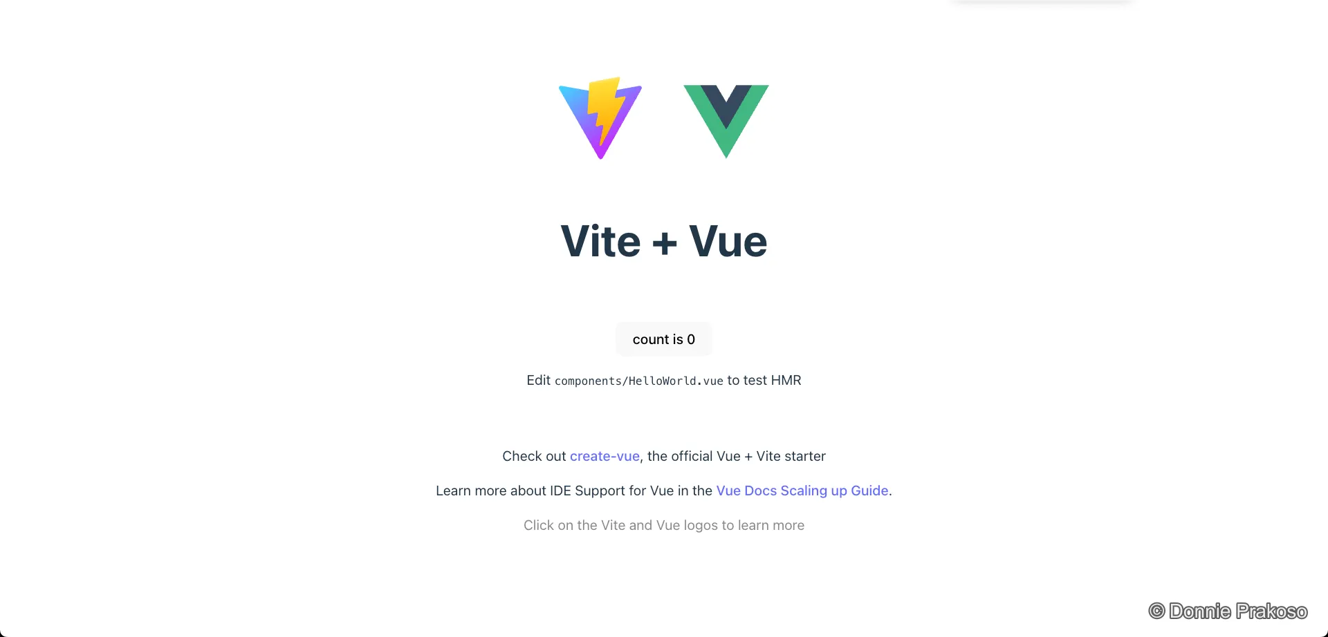 Frontend application running in the development server