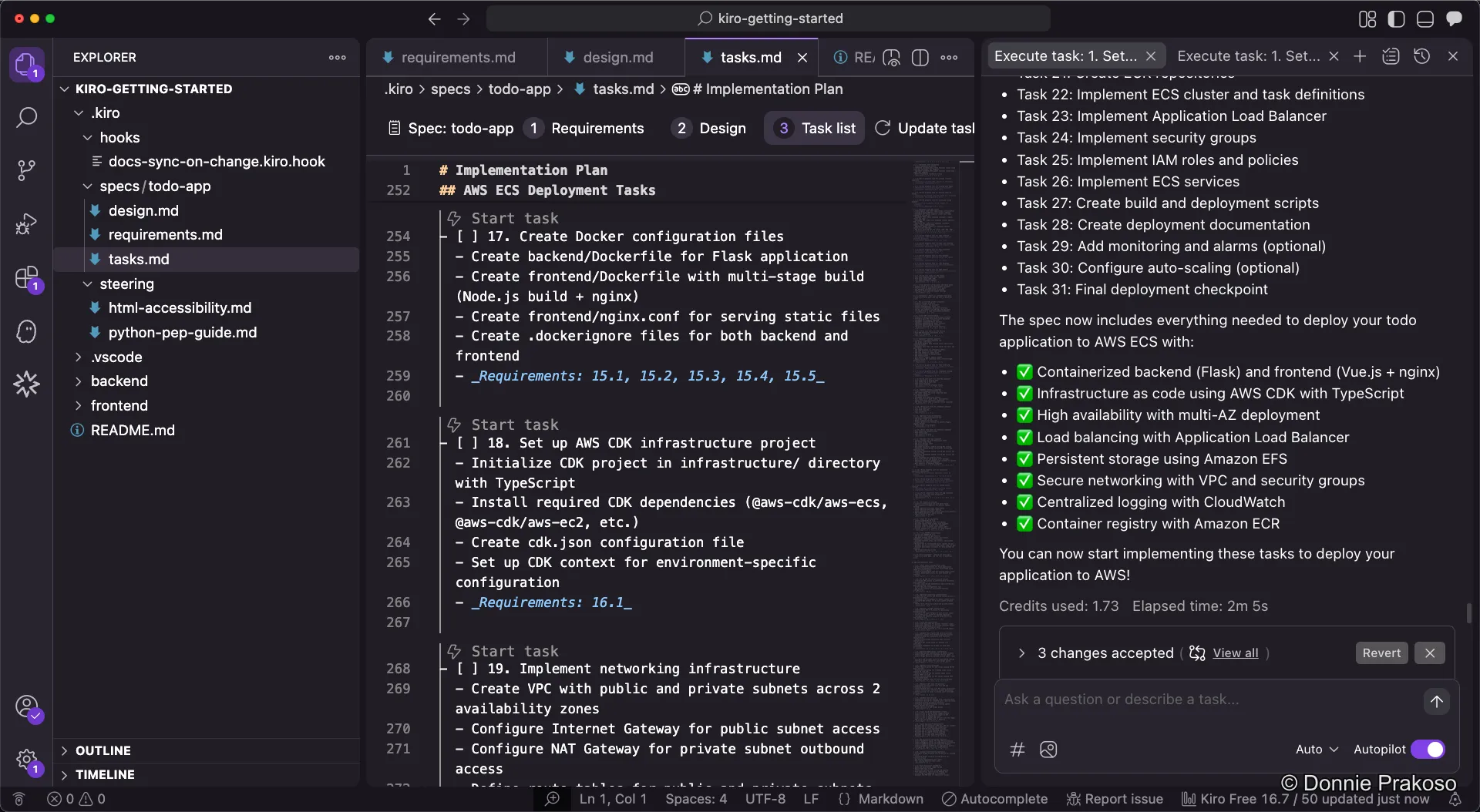 Updated specs and task list with new tasks for iteration